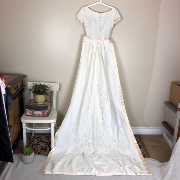 VTG wedding gown designer Bramson long train silk - Picture 3 of 9